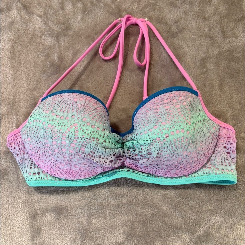 VS Mermaid Lace Crochet Colorful Bikini Top